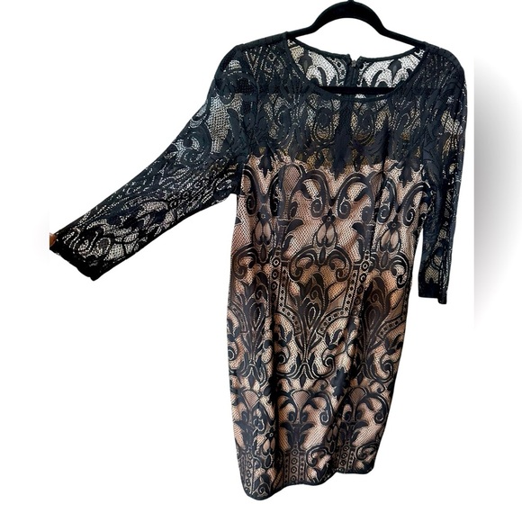 Adrianna Papell Elegant Black and Tan Lace Dress size 12 - Picture 10 of 10